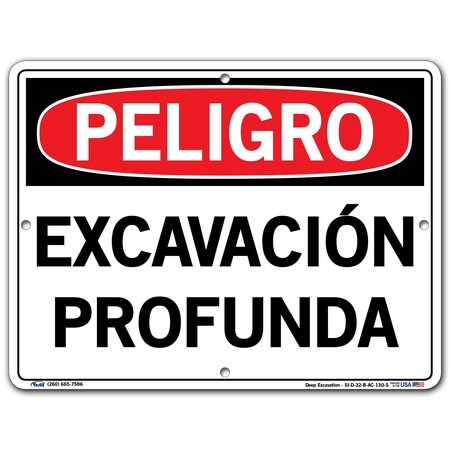 Vestil Aluminum Composite Sign, 9-1/2" Height, 12-1/2" Width, Aluminum Composite, Rectangle, Spanish SI-D-32-B-AC-130-S